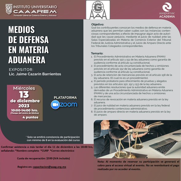 Curso: Medios de defensa en materia aduanera