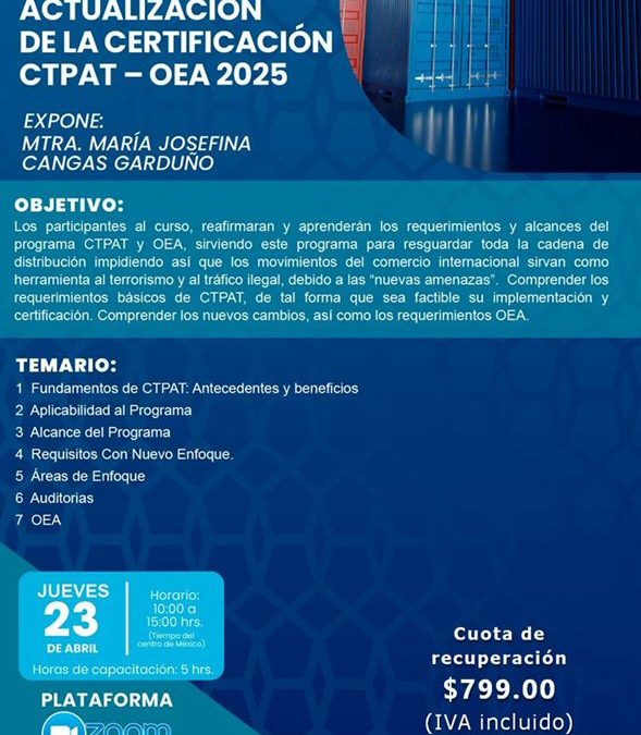 Actualizacion de la certificacion C-TPAT – OEA 2026