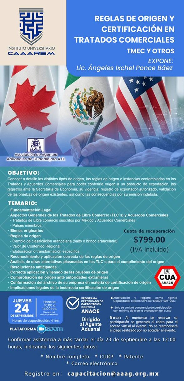 Reglas de origen y certificación en tratados comerciales TMEC y otros